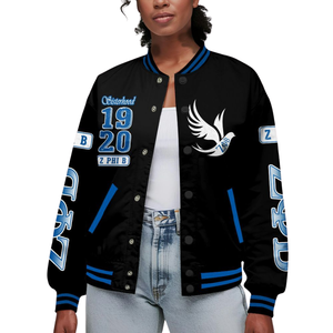 Zeta Phi Beta 1920 Bleu Blanc Sororité ZPB Vie Grecque Varsity Letterman Veste Chenille Patch Founders Edition - Product Image 1