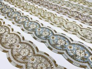 ผ้าลูกไม้ตาข่ายปักลายหลายสีสำหรับผู้หญิงเสื้อผ้าสไตล์ดั้งเดิมผ้าโปร่งปักเลื่อมสไตล์ชนเผ่าหรูหราทำด้วยมือ - Product Image 3