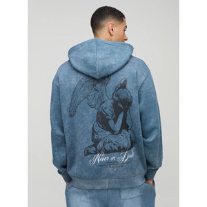 2025 unisex oversized 100 percent cotton <b>hoodie</b> with custom sublimation logo drop shoulder sweatshirt plus size mens wear - Product Image 4