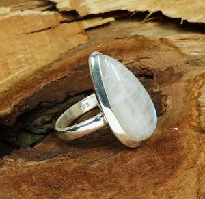 Blanco Arco Iris piedra lunar 925 plata esterlina forma de pera anillo elegante hecho a mano junio piedra joyería - Product Image 3