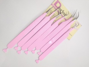 Pinzas profesionales para pestañas recubiertas de Color rosa, pinzas para pestañas injertadas con mango de diseño en forma de corazón de acero inoxidable - Product Image 3