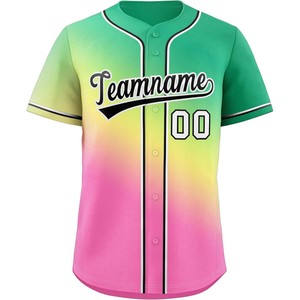 Camiseta de béisbol al por mayor OEM, transpirable, de poliéster, con botones, de alto rendimiento, con logotipo personalizado por sublimación y detalles del jugador. - Product Image 1