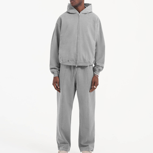Custom Logo Unisex Casual Solid Tracksuit Sweat Suit Jogger Set <b>Hooded</b> Full <b>Zip</b> High Quality - Product Image 4