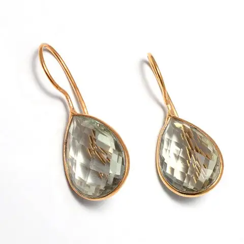 Boucles d'oreilles en laiton Boucles d'oreilles en laiton avec pierres précieuses attrayantes en quartz cristal