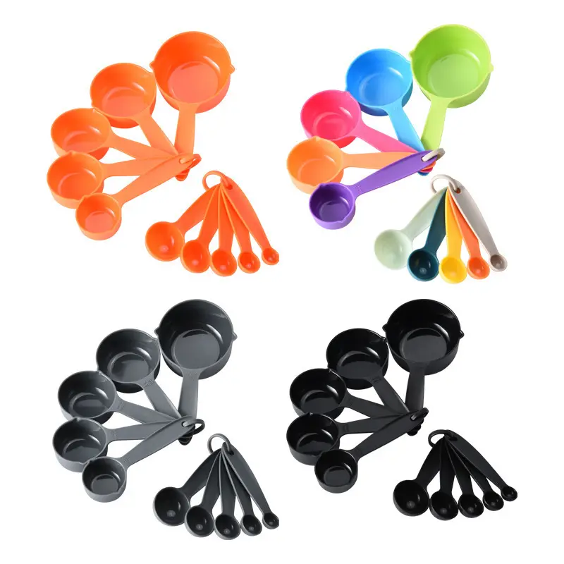 Set di 10 utensili da cucina colorato di plastica misurino e liquido colorato portatile misurino di plastica tazza per cucina
