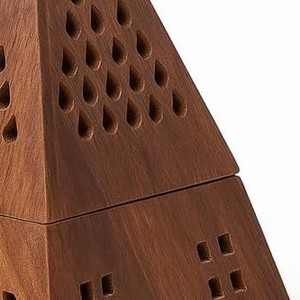 Quemador de Incienso de Madera Artesanal con Orificios de Ventilación, Forma de Pirámide, Porta Incienso Árabe para Fragancia del Hogar, Ramadán y Regalos - Product Image 6