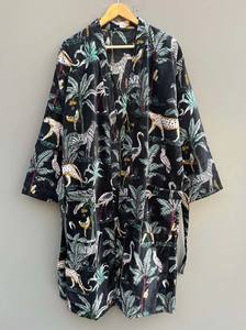 Luxe unisexe velours Kimono veste Boho réversible motif Animal doux imprimé grande taille Maxi boutonné respirant maison été - Product Image 6