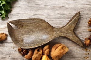 Bol de service de luxe en bois en forme de bateau à rames, avec cuillère en bois, jetable, biodégradable, multifonctionnel pour fêtes, pour chips, trempettes, salades de fruits - Product Image 3