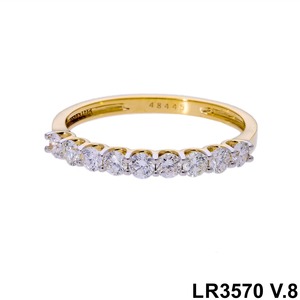 Bague demi-éternité en or 14 carats 0,54CTW avec diamants véritables taille ronde, bague de mariage empilable élégante - Product Image 5