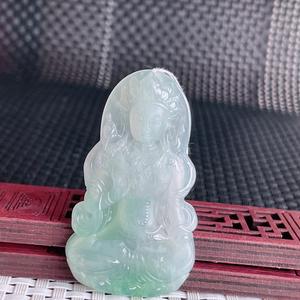 Myanmar tipe A giok alami liontin seperti es mengambang hijau <span class=keywords><strong>Tara</strong></span> Guanyin bodhisatva zamrud liontin 21.22 - Product Image 2