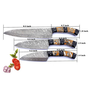 Couteau de chef de haute qualité en acier Damas de 8 pouces avec lame dentelée, manche en bois, couteau de camping, personnalisable OEM, garantie de 3 ans - Product Image 2