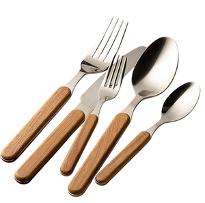 Cubiertos de Acero Inoxidable con Mango de Madera al por Mayor para Cocina Casera o Regalos, Vajilla de Acero Inoxidable para Restaurante y Uso Doméstico - Product Image 4