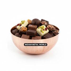 Bol de service en laiton martelé artisanal, vente en gros, plat décoratif indien en métal pour bonbons et chocolat, pièce maîtresse au meilleur prix - Product Image 6