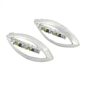 ต่างหูเงินแท้ประดับด้วยหินสีเขียวและสีดำ - Product Image 2