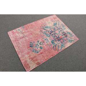 Tapis turc 2,3 x 3,2 pieds, tapis vintage, tapis en laine camouflage rose - Product Image 4