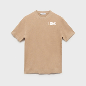 T-shirt uni à manches courtes pour hommes en coton avec logo personnalisé en gros - Product Image 2