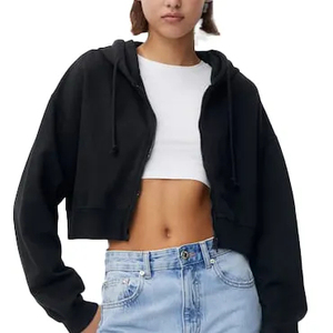 Sweat-shirt à capuche avec logo personnalisé pour femmes, sweat-shirt à capuche uni vierge, sweat-shirt à capuche polaire à fermeture éclair OEM - Product Image 2