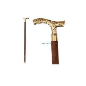 Bastón de latón de lujo hecho a mano más vendido dorado pulido con punta de hierro para senderismo recién llegado decoración del hogar bastones de paseo - Product Image 1