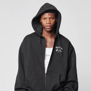 Custom logo Screen Printing Embroidery <b>Zip</b> <b>Up</b> <b>Hoodies</b> Wholesale LOW MOQ Oversized Dropped Shoulder Vintage <b>Black</b> <b>Zip</b> <b>Up</b> <b>Hoodies</b> - Product Image 1