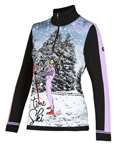 Chaqueta de esquí para mujer con estampado de bosque nevado, cierre de cremallera, polipropileno transpirable, totalmente jacquard - Product Image 2