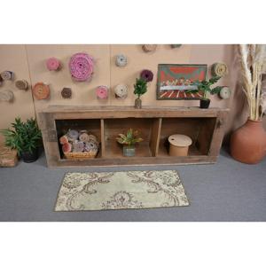 Tapis de 1,6 x 3,8 pieds, tapis turc vintage, tapis oriental vert et marron - Product Image 3