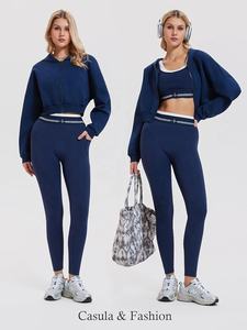 Conjunto Deportivo de 3 Piezas de Algodón de Color Sólido Personalizado, Ropa Deportiva de Moda, Top y Leggings para Yoga, Conjuntos de Fitness para Mujer, Yoga, Gimnasio - Product Image 3