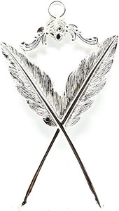 Joaillerie d'officier maçonnique de la Loge Bleue - [Argent] Finition Silv-x Plumes croisées Parfait pour vos besoins cérémoniels - Product Image 2
