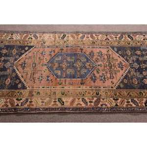 Alfombra Turca Vintage de 3.3x6.5 pies (101x198 cm), Alfombra Azul a Rayas - Product Image 4