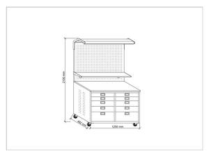 Banc de travail mobile robuste OEM avec panneau perforé et tiroirs |   Armoire de rangement pour outils industriels pour atelier et garage, chariot à outils - Product Image 6