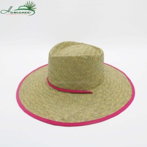 Sombreros de verano-Sombrero de ala ancha con ribete de tela rosa, forro de tela y hilo Rosa bajo el ala de Vietnam - Product Image 5
