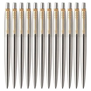 Premium Quality Parker Jotter Chrome Ballpoint Pen Metal Body Gold Arrow Design Blue <b>Ink</b> 1.0mm Click-function Office School - Product Image 2