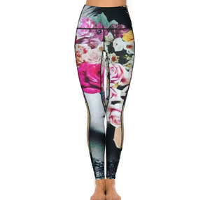 Custom women floroal <b>leggings</b> with logo stretch fabric OEM fitness <b>leggings</b> for gymwear activewear and promotional events - Product Image 6