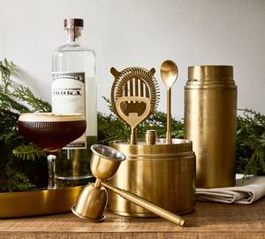 Luxury Gold Finish <b>Bar</b> <b>Tool</b> Set with Wooden Handle Stand Professional Cocktail Making Kit Durable Elegant Home <b>Bar</b> Decor - Product Image 6