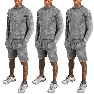 Conjunto de Sudadera con capucha y pantalones de chándal con lavado ácido de alta calidad, chándal Vintage, chándal personalizado, traje de pantalón acampanado para hombres - Product Image 3