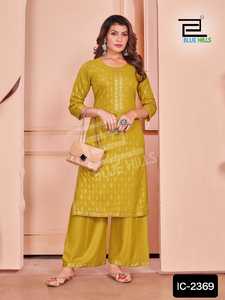 Femme indienne Collection Reyon Kurti avec Plazo au prix le plus bas Designer kurti plazo au prix de gros et la meilleure qualité - Product Image 3