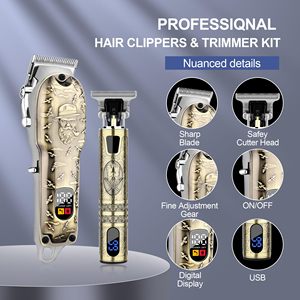 Cortadora de Pelo Profesional Inalámbrica para Hombre, con Pantalla LED, Recortadora de Barba, con Fuente de Alimentación, Batería, Enchufe Tipo US - Product Image 6