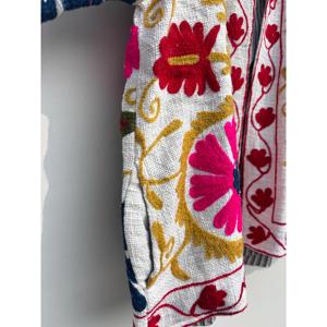 Boho Style Hand Embroidered Suzani Jacket Floral Embellished <b>Quilted</b> Woven Breathable Plus Size 5XL Girls' Classical Spring Robe - Product Image 4