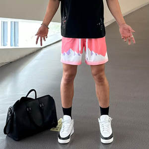 Pantalones cortos de malla con estampado de sublimación de Bermudas de algodón con logotipo personalizado para hombre, pantalones cortos de malla de moda informales de talla grande para gimnasio para hombre - Product Image 5