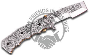 มีดพับเก็บได้ทำด้วยมือทำจากเหล็ก D2งานตามสั่งมีดแกะสลัก3D พร้อมปลอกหนังแบบทำด้วยตัวเองเกรดดีไอวายแบบสั่งทำ - Product Image 3