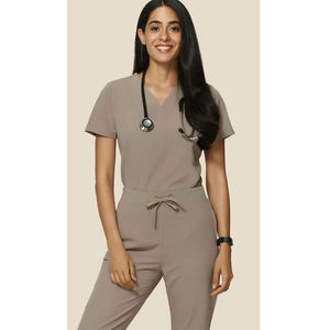 Uniformes de mujer transpirables antiarrugas, trajes de enfermera, uniforme de enfermera, conjuntos de uniformes de estiramiento con cuello en V, servicio OEM - Product Image 1