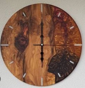 Reloj de pared de madera epoxi de diseño caliente de estilo moderno reloj de resina al por mayor para el hogar Hotel y restaurantes Reloj de pared forma redonda marrón - Product Image 1