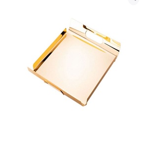 Plateau de service de nourriture de pièce maîtresse de table de fil d'acier inoxydable de métal de placage de cuivre de haute qualité - Product Image 2