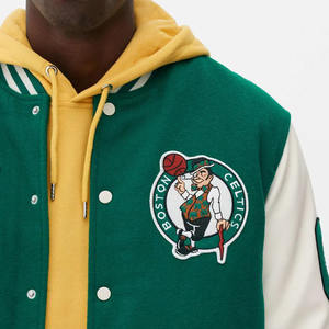 Blouson en cuir premium style Letterman pour homme, streetwear, hiver, couleur personnalisable, sportswear, col montant, logo frontal, prix usine - Product Image 2