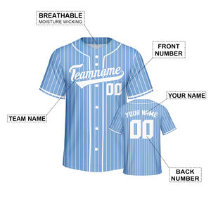 เสื้อเบสบอลพิมพ์ดิจิตอลชื่อโลโก้ชุดกระดุมปักลายเสื้อเบสบอลที่กำหนดเองระบายอากาศได้ดี100% - Product Image 5