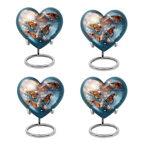 Juego de 4 urnas de recuerdo conmemorativas de urna para mascotas de corazón de 3 pulgadas de estilo americano - Product Image 1