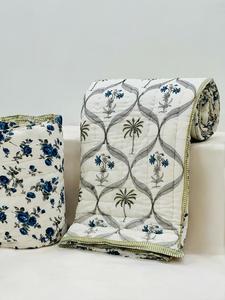 Edredón Reversible Jaipuri de algodón indio hecho a mano estampado de bloque de mano Floral edredón AC cubierta de cama acolchada transpirable colcha - Product Image 2