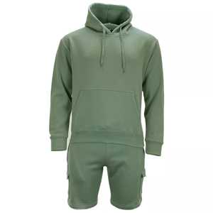 Conjunto de chándal para hombre Pantalones cortos de carga deportivos informales con Sudadera con capucha lisa - Product Image 4