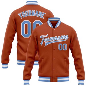 Chaquetas de hombre de color sólido con diseño de nombre de equipo personalizado bordado impreso estilo casual chaqueta de béisbol universitaria para hombre - Product Image 1