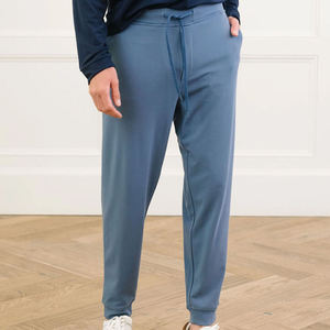Pantalones de chándal transpirables ligeros de secado rápido de algodón 100% para hombre de talla grande al por mayor, pantalones de chándal de patrón sólido orgánico para invierno - Product Image 5