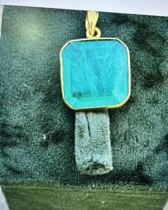 925 Sterling Silver Colombian Emerald Gold Plated Pendant Beautiful Women Pendant . - Product Image 4